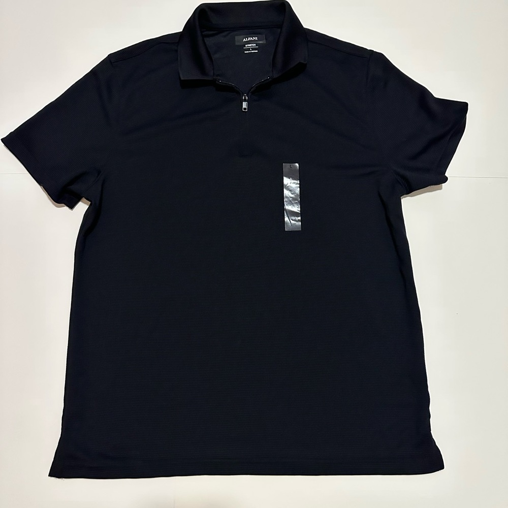 Mens Ottoman Ribbed 1/4 Zip Polo Shirt size L
